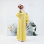 Linen Glow Modest Shirt - Yellow