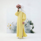 Linen Glow Modest Shirt - Yellow