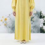 Linen Glow Modest Shirt - Yellow