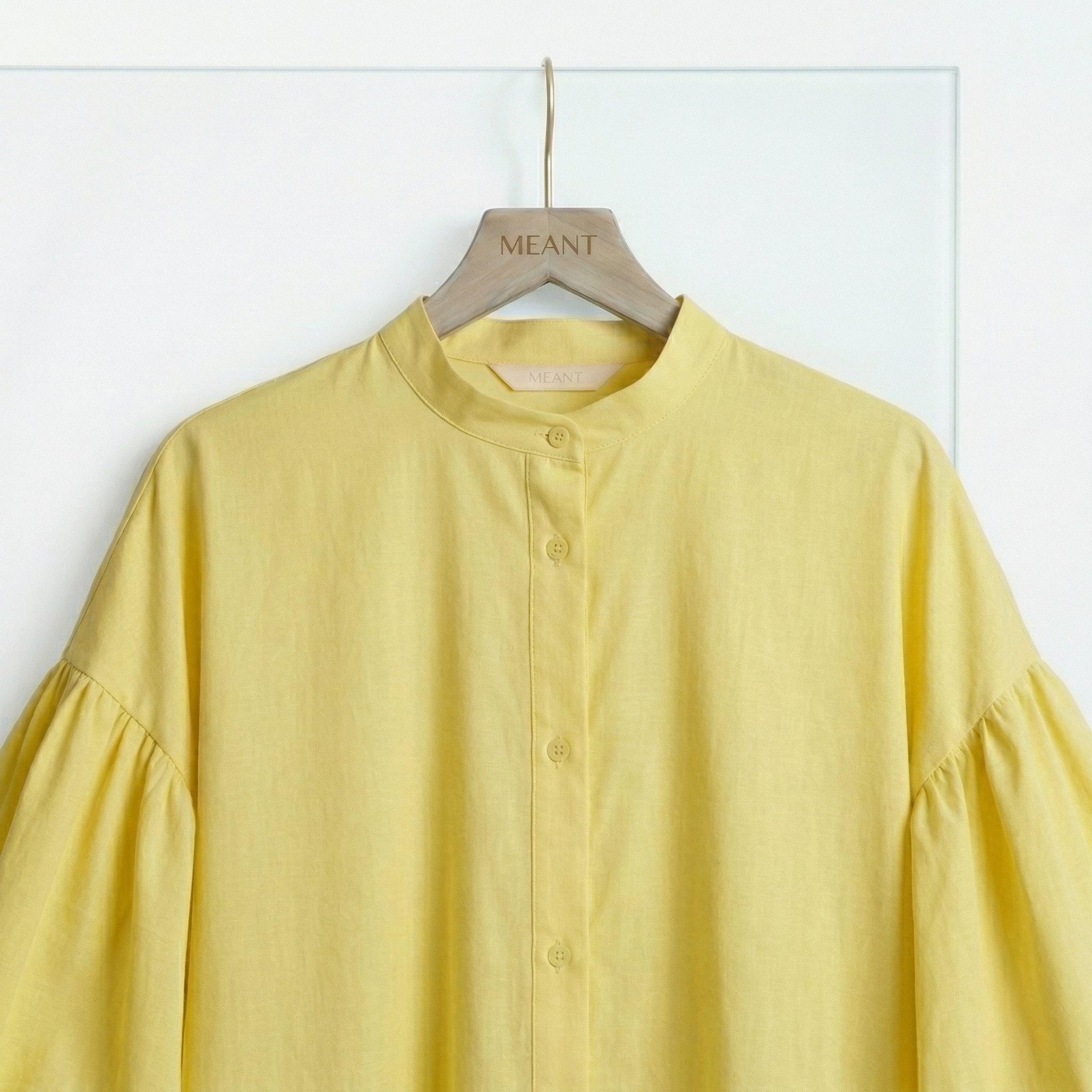 Linen Glow Modest Shirt - Yellow