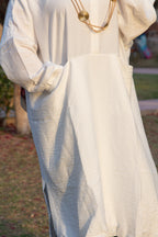 Balloon LinenFlow Modest Shirt - White