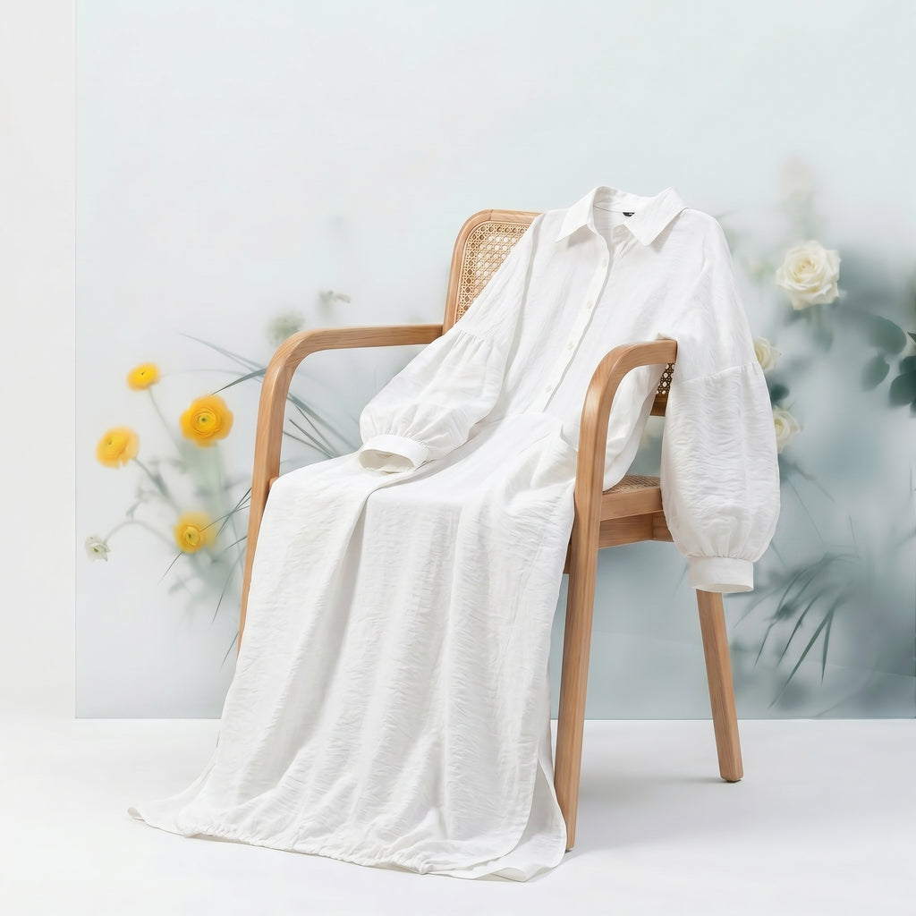 Balloon LinenFlow Modest Shirt - White