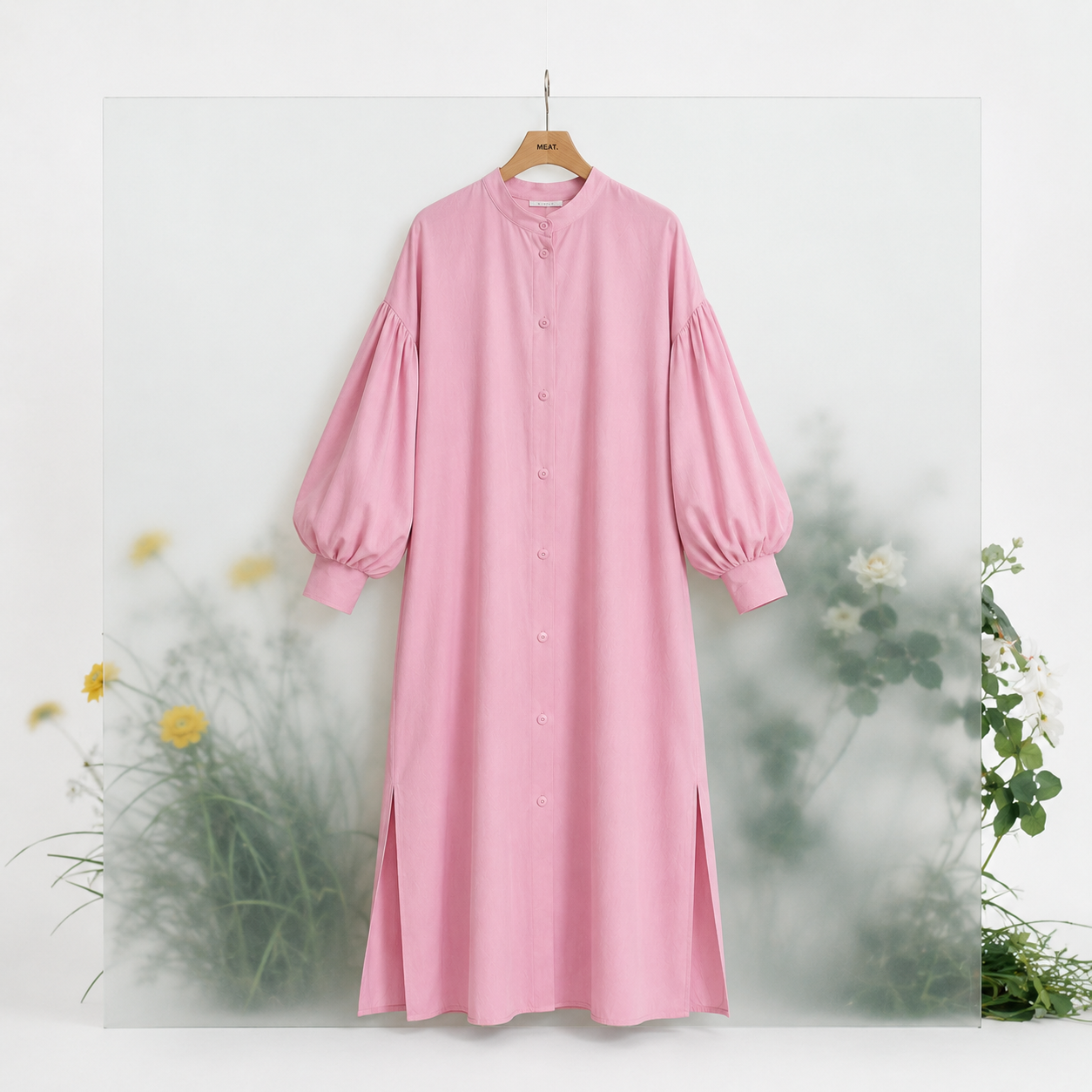 Linen Glow Modest Shirt - Baby Pink
