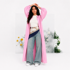 Linen Glow Modest Shirt - Baby Pink