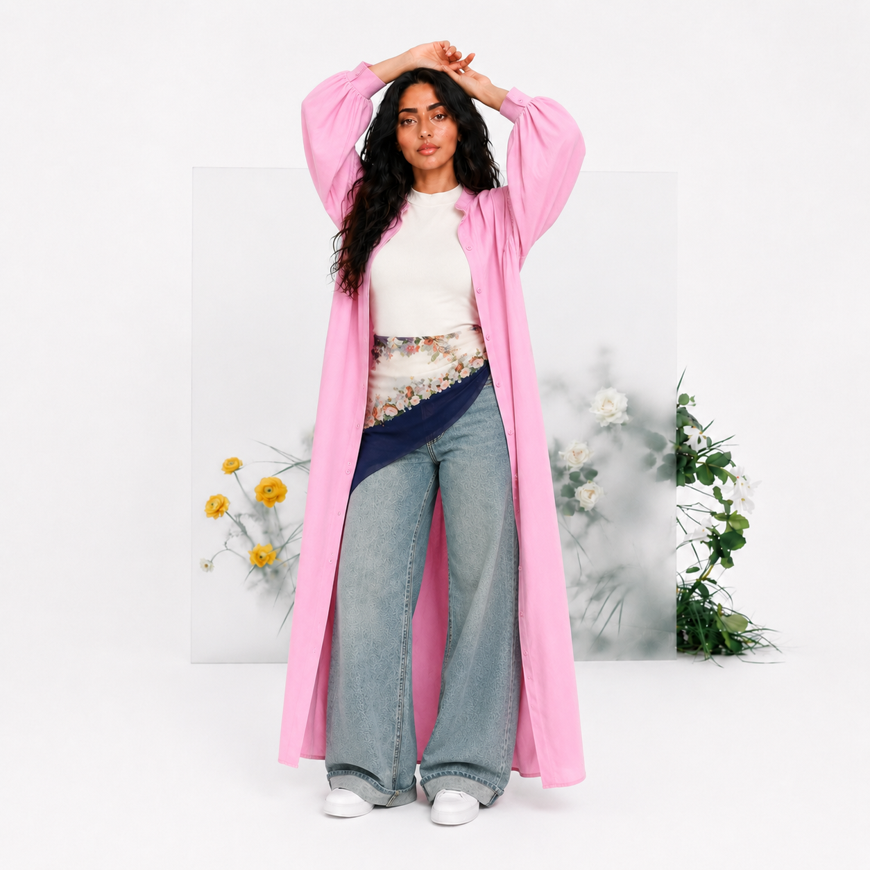 Linen Glow Modest Shirt - Baby Pink