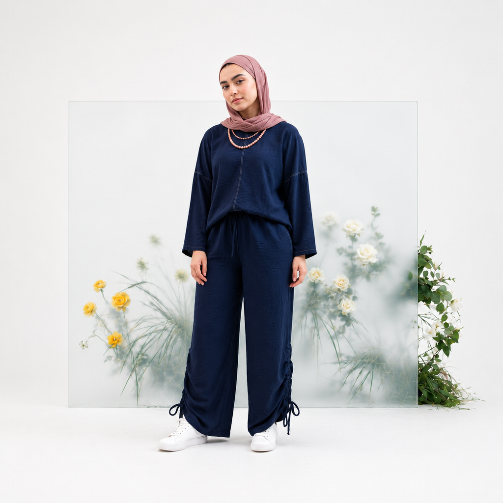 CozyPop Linen Set - Navy