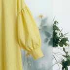 Linen Glow Modest Shirt - Yellow